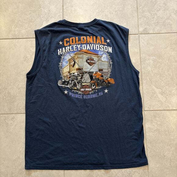 Harley Davidson Tank Shirt Size 4XL Mens Sleeveless Colonial Blue Motorcycle - Picture 8 of 8
